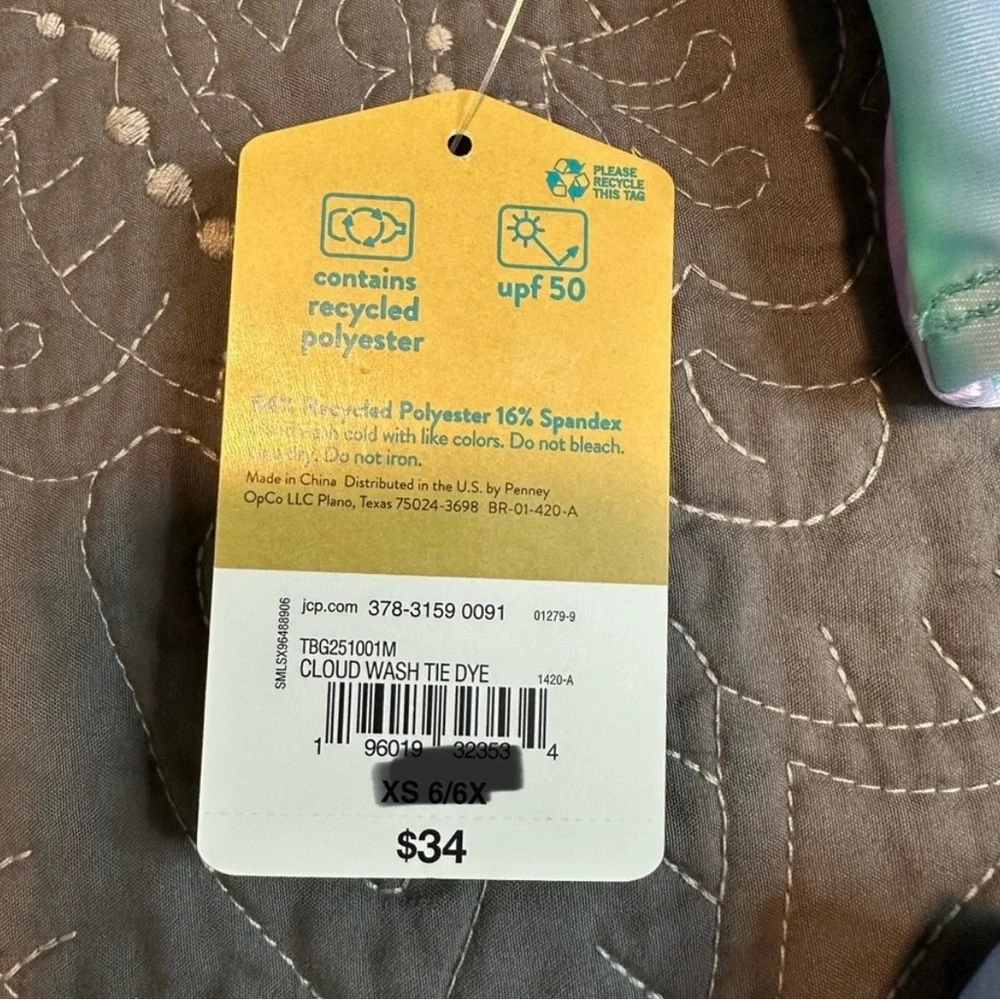 Thereabouts Girls Cloud Wash Tie Dye One Piece Swimsuit NWT Size M 10/12